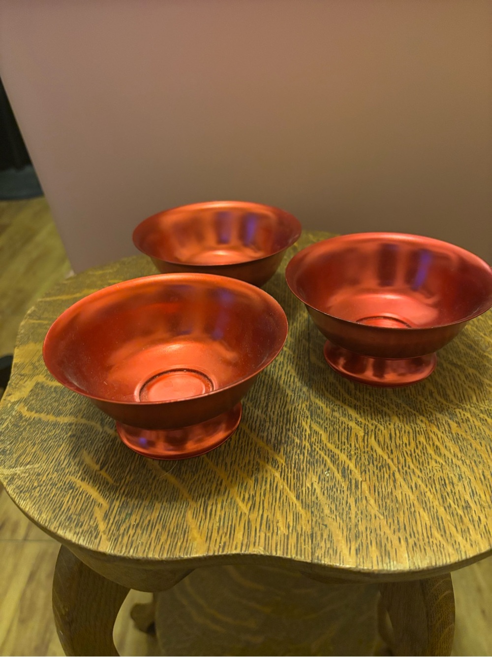 Set of 3 Red Metallic Bowls